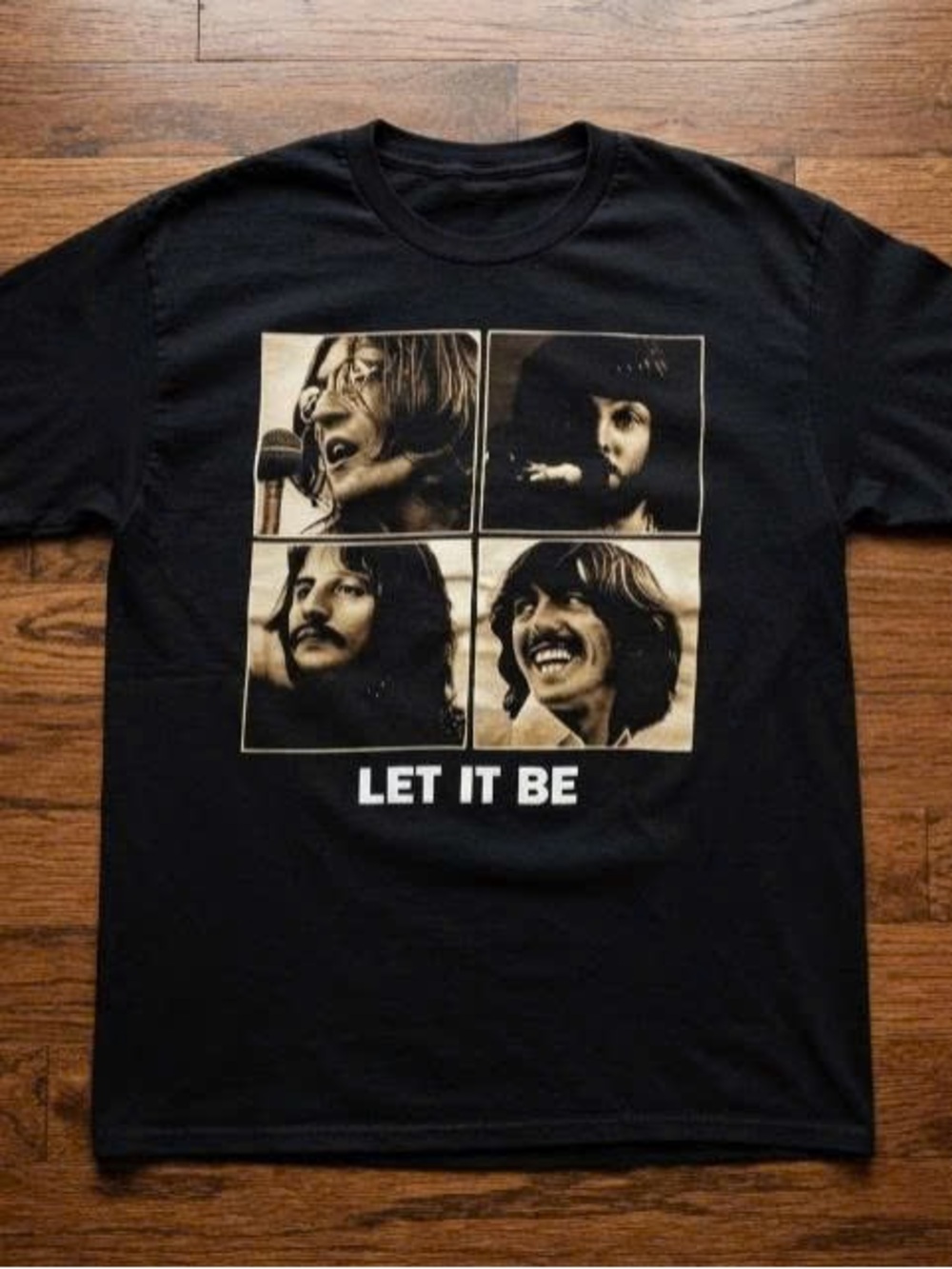 Black "LET IT BE" Band Photo Graphic Tee